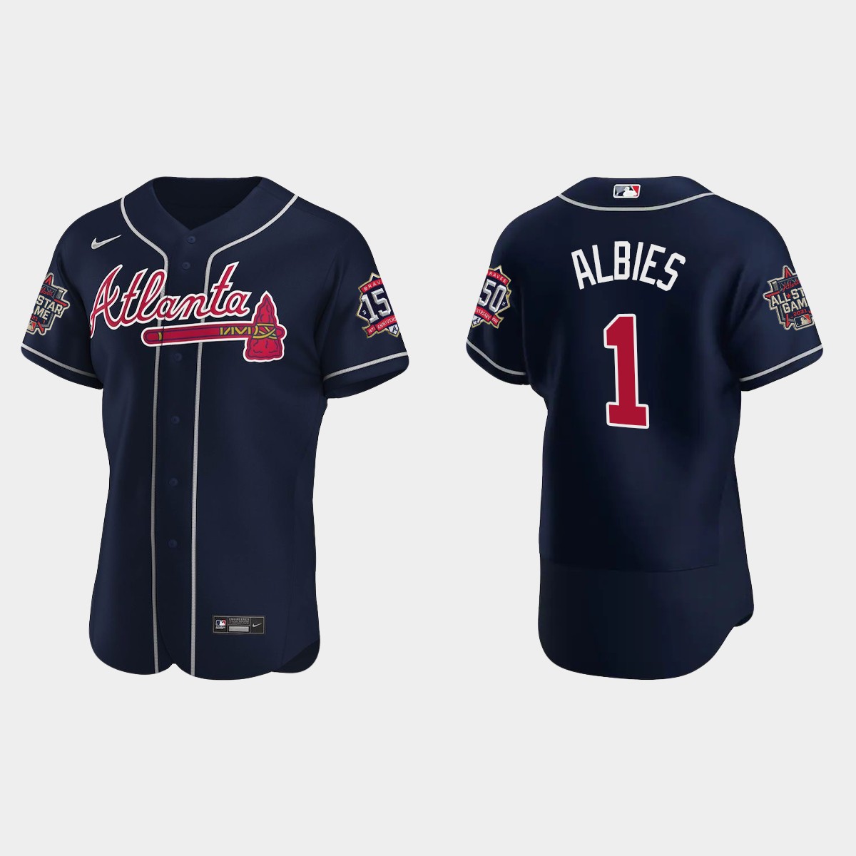 Ozzie Albies #1 Atlanta Braves Team 2021 MLB All-Star Jersey - Navy