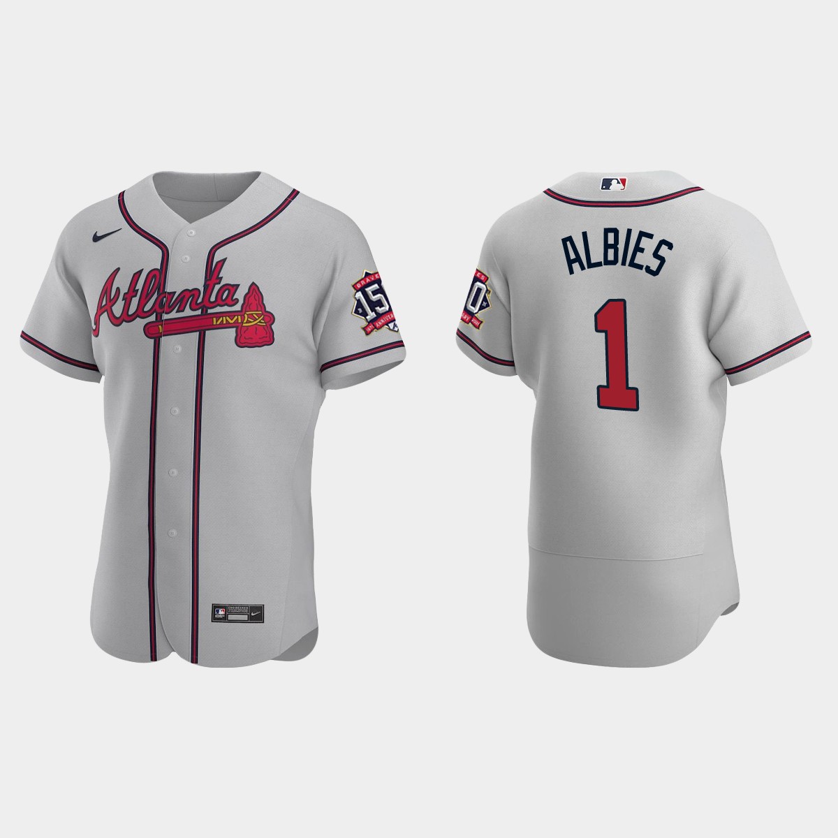 Ozzie Albies Atlanta Braves 150th Anniversary World Series Jersey - Gray