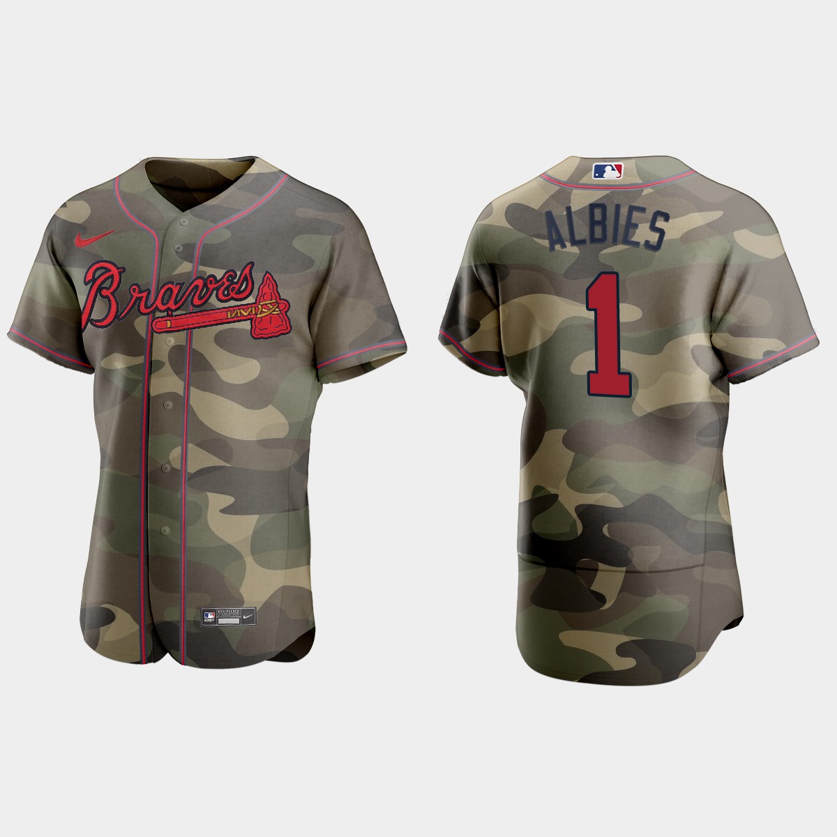 Ozzie Albies Atlanta Braves 2021 National Armed Forces Day Jersey - Camo