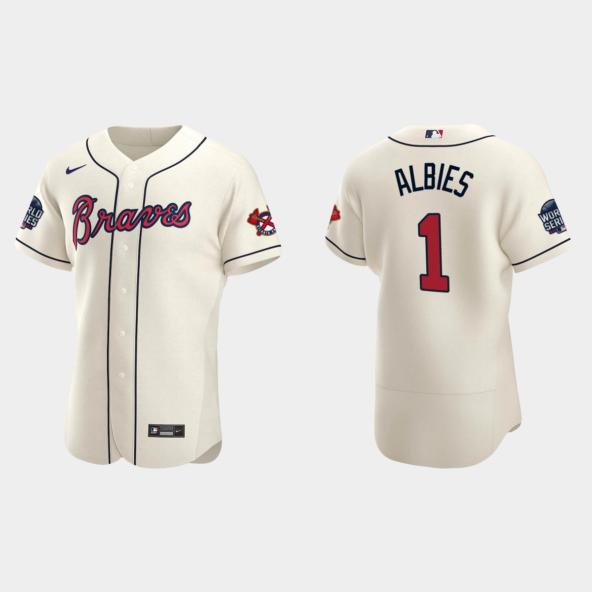 Ozzie Albies Atlanta Braves 2021 World Series Jersey - Cream
