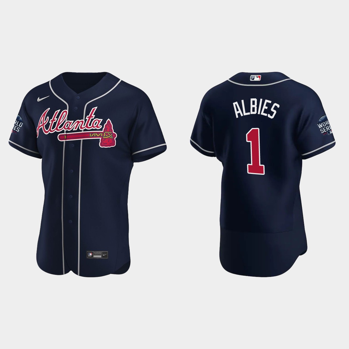 Ozzie Albies Atlanta Braves 2021 World Series Jersey - Navy