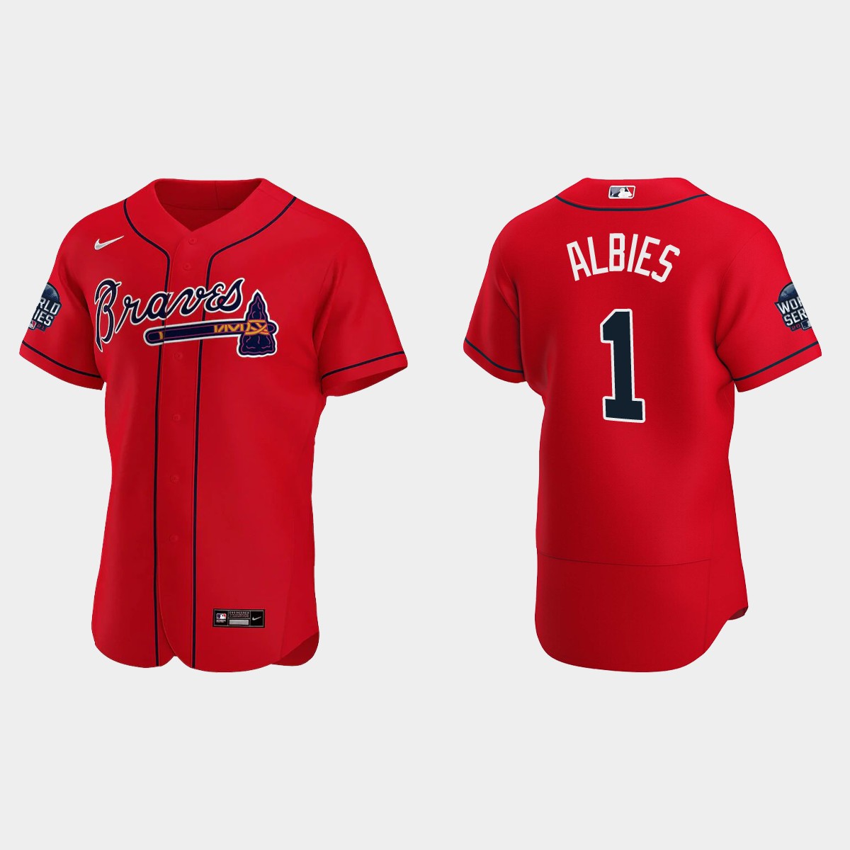 Ozzie Albies Atlanta Braves 2021 World Series Jersey - Red