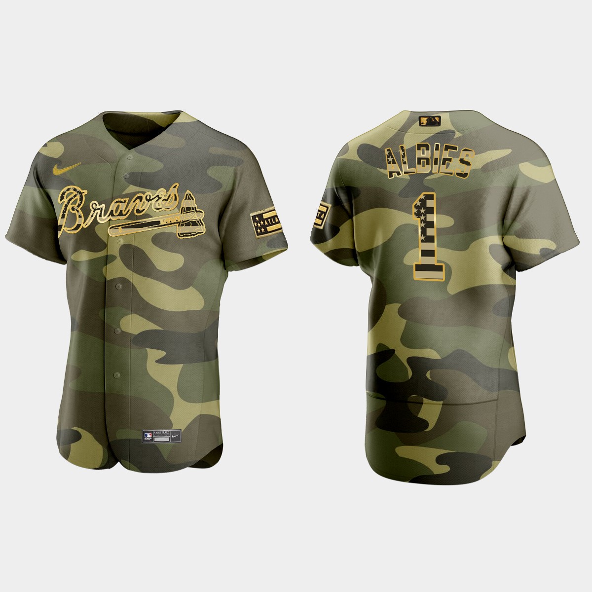 Ozzie Albies Atlanta Braves 2022 Armed Forces Day Jersey - Camo