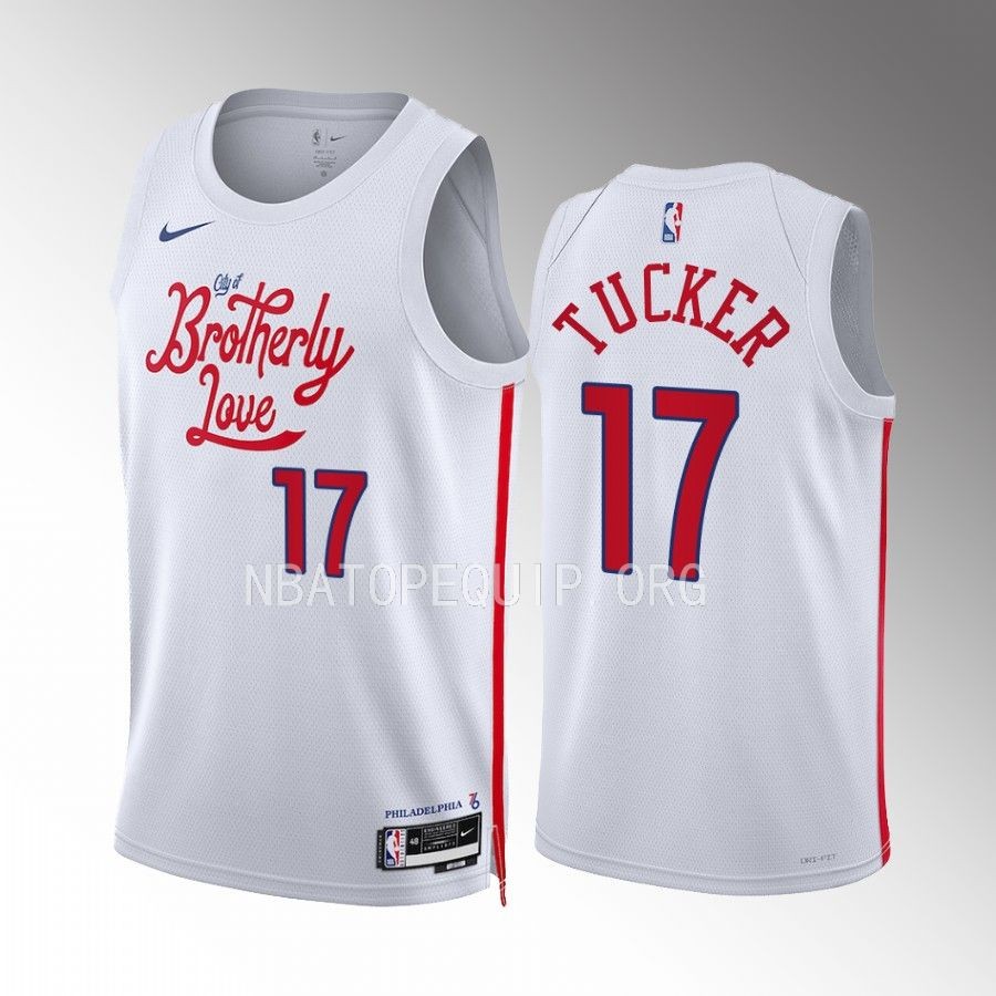 P.J. Tucker 2022-23 Philadelphia 76ers White #17 City Edition Jersey Swingman