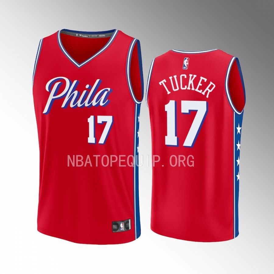 P.J. Tucker 76ers #17 Red Jersey Fast Break Fast Break Player 2022-23 Statement Edition