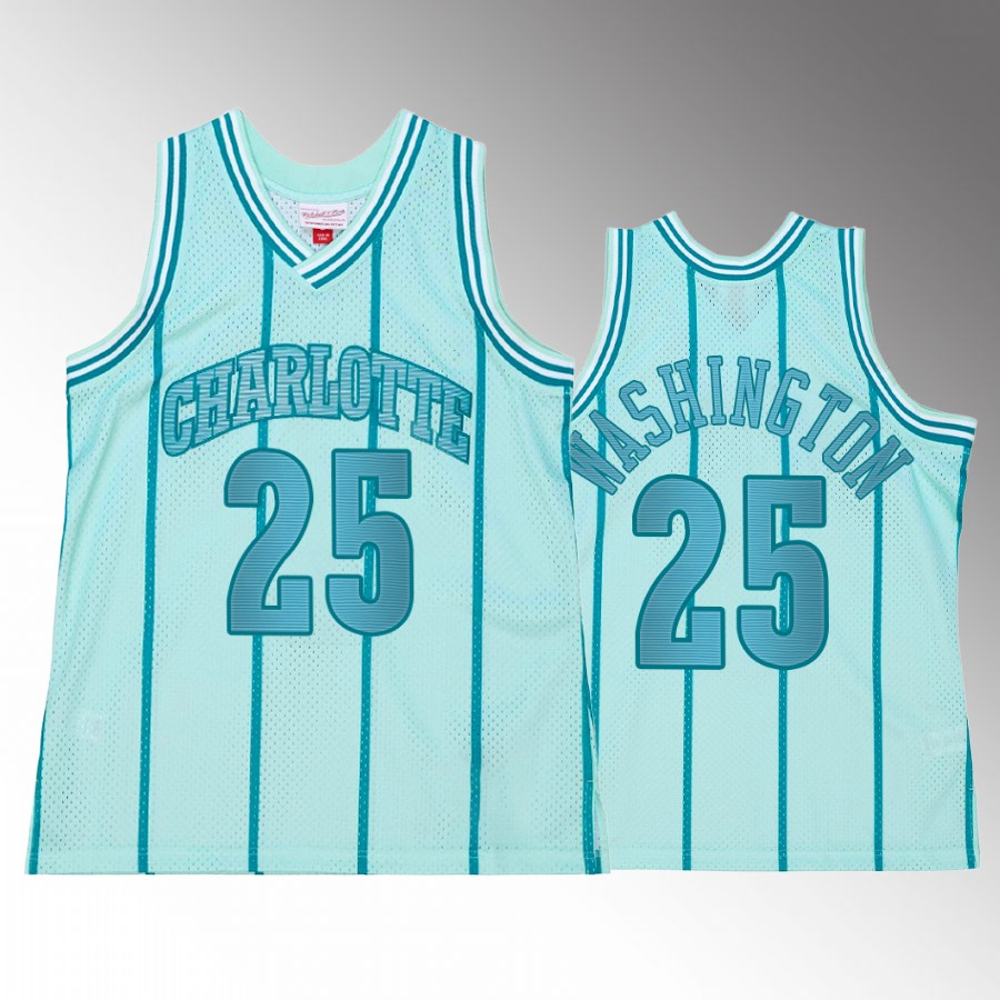 P.J. Washington #25 Charlotte Hornets Space Knit Teal Hardwood Classics Jersey