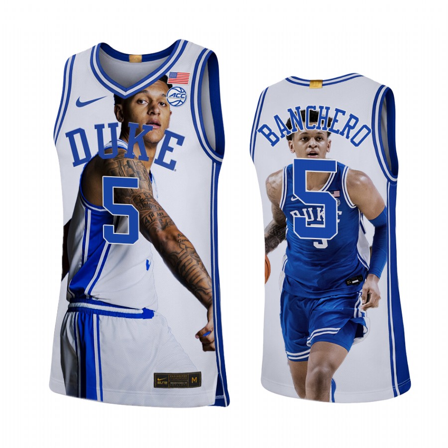 Paolo Banchero 2022 March Madness Highlights Duke Blue Devils #5 White Jersey Fashion Edition