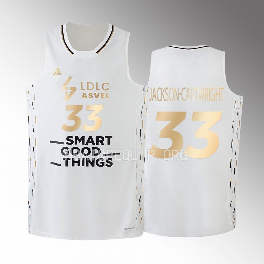 Parker Jackson-Cartwright LDLC ASVEL #33 White Jersey 2022-23 Home Golden