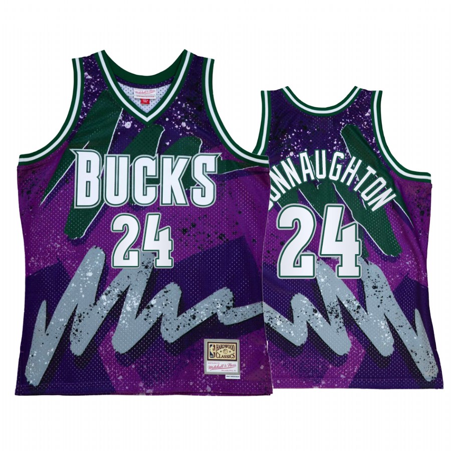Pat Connaughton #24 Milwaukee Bucks Hyper Hoop Purple Throwback 90s Jersey