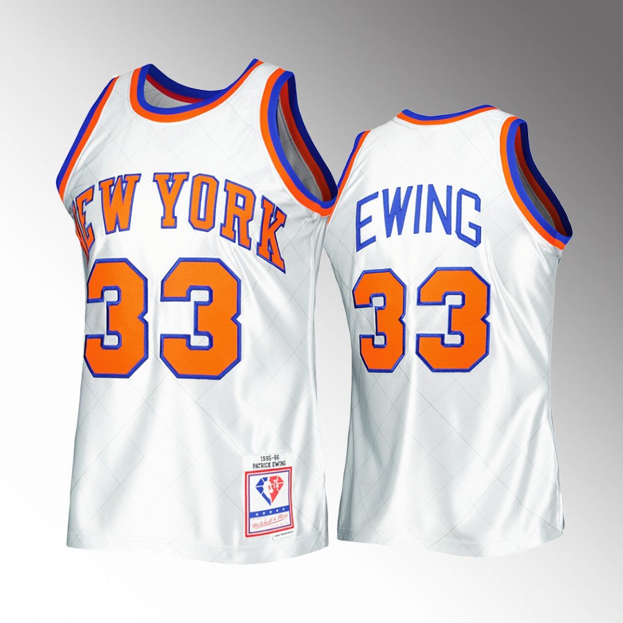 Patrick Ewing #33 New York Knicks 1985-86 Hardwood Classics Platinum 75th Anniversary Jersey