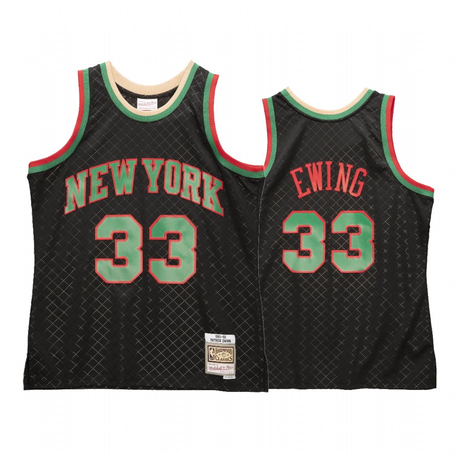Patrick Ewing 33 New York Knicks Neapolitan Black Jersey Hardwood Classics