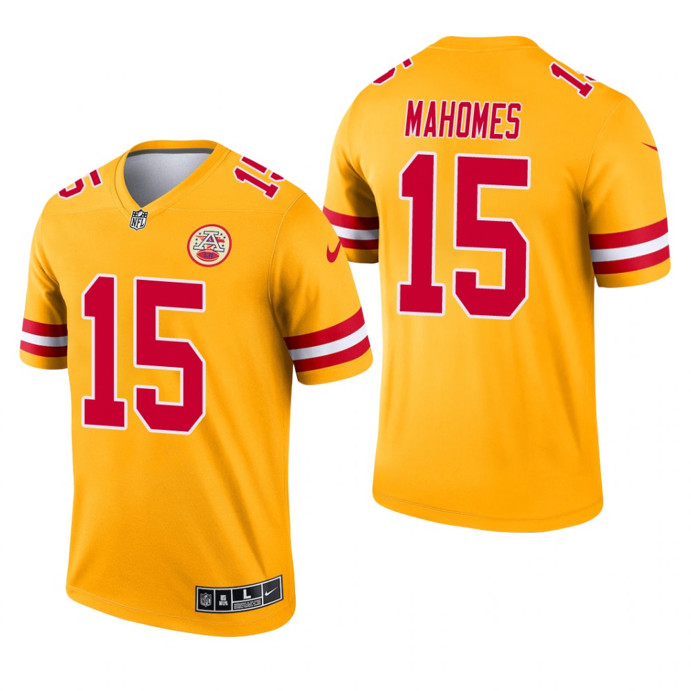 Patrick Mahomes Kansas City Chiefs Yellow Jersey Inverted Legend - Men's