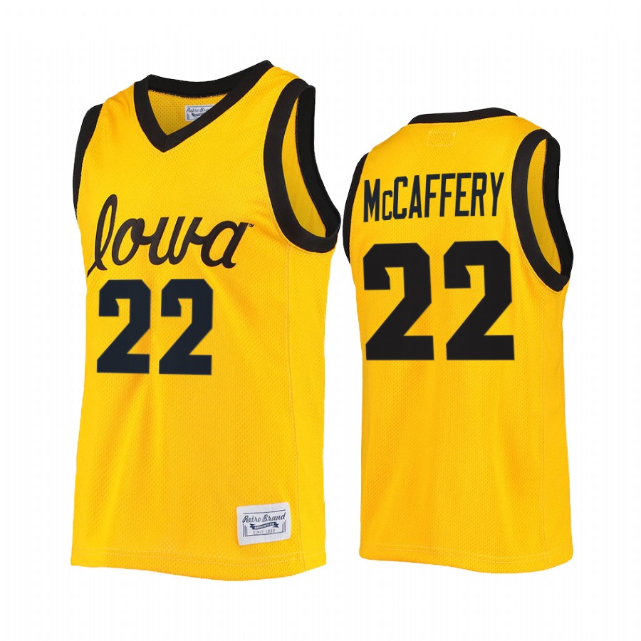 Patrick McCaffery Iowa Hawkeyes Gold Jersey 2022 Commemorative Classic College