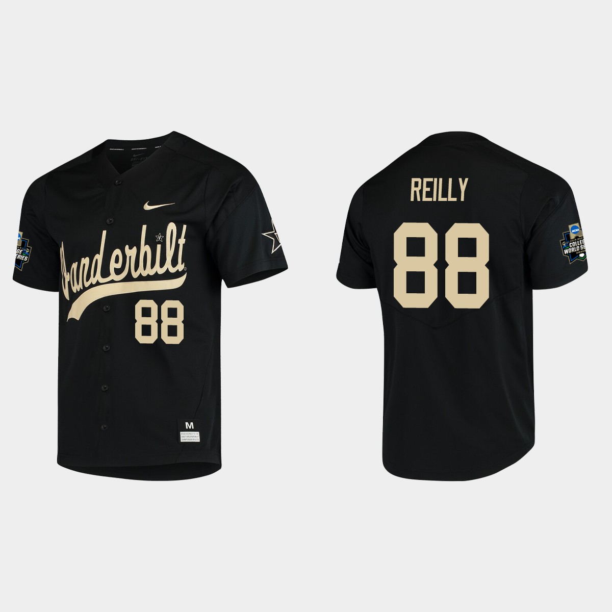 Patrick Reilly Vanderbilt Commodores College World Series  Jersey - Black