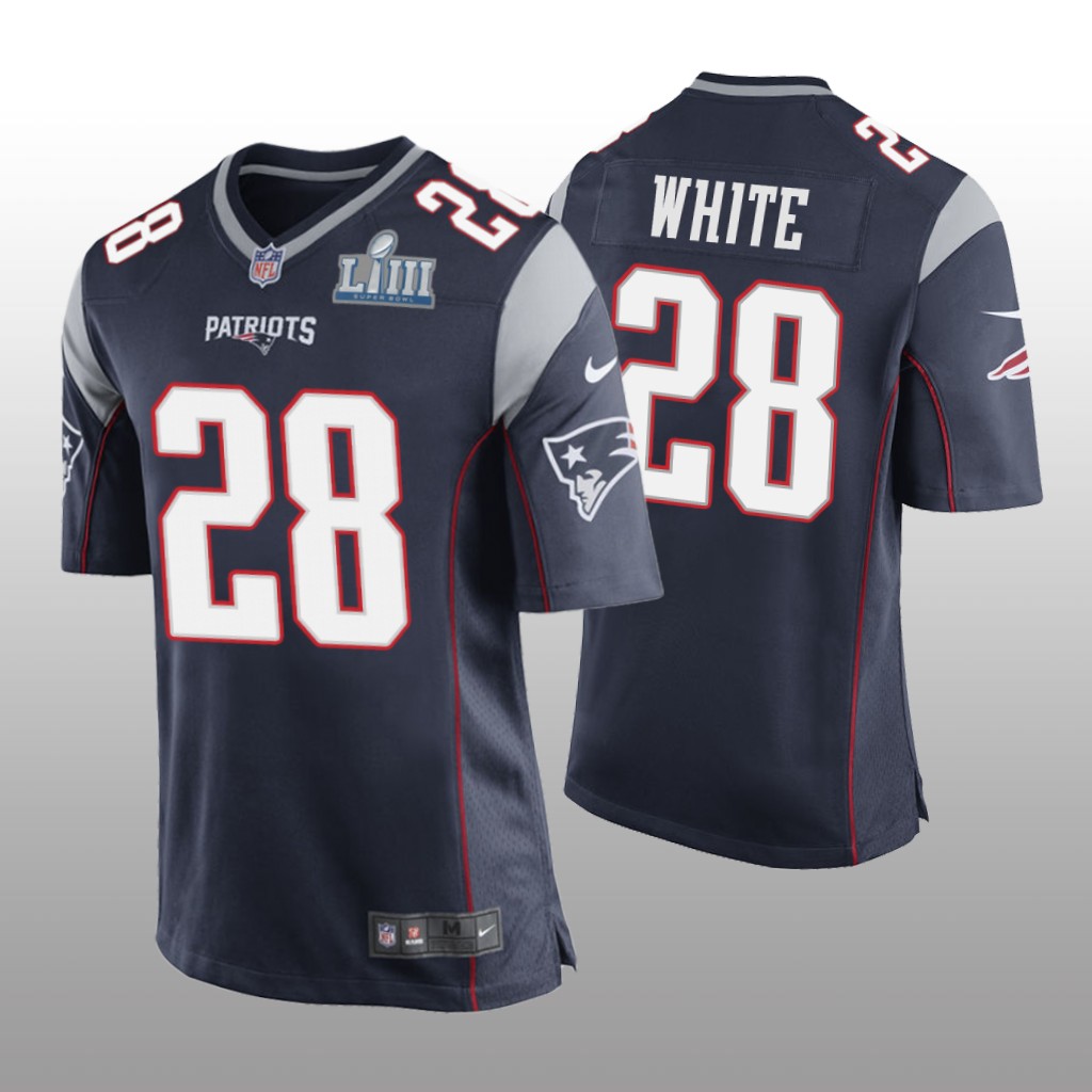 Patriots James White Game Navy Jersey - Super Bowl LIII