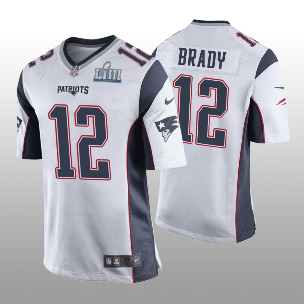 Patriots Tom Brady Game White Jersey - Super Bowl LIII
