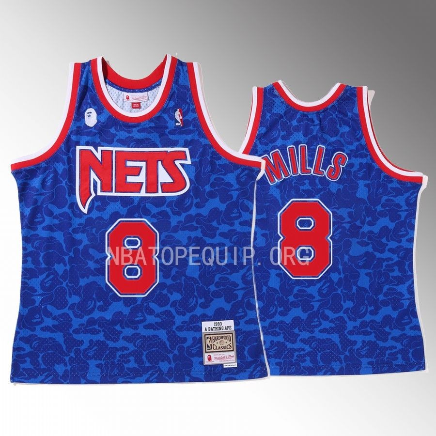 Patty Mills 2022 BAPE Brooklyn Nets Jersey Camo Tanktop Royal Men's jersey