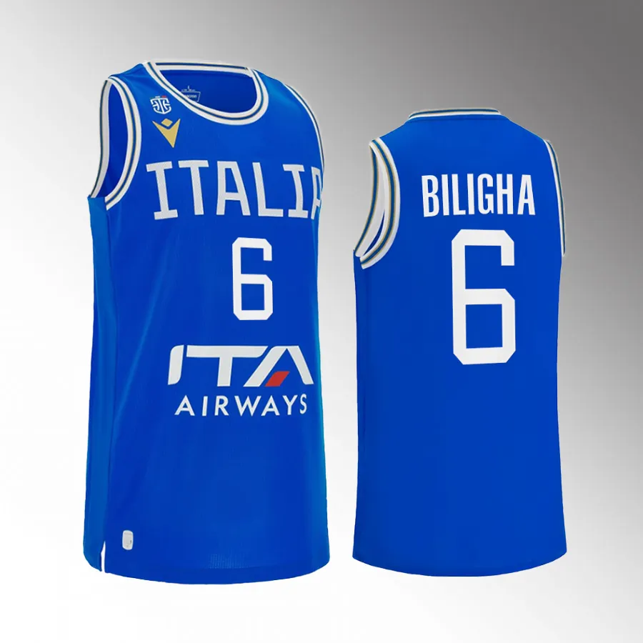 Paul Biligha Italy  2023 FIBA World Cup Blue Jersey Home #6
