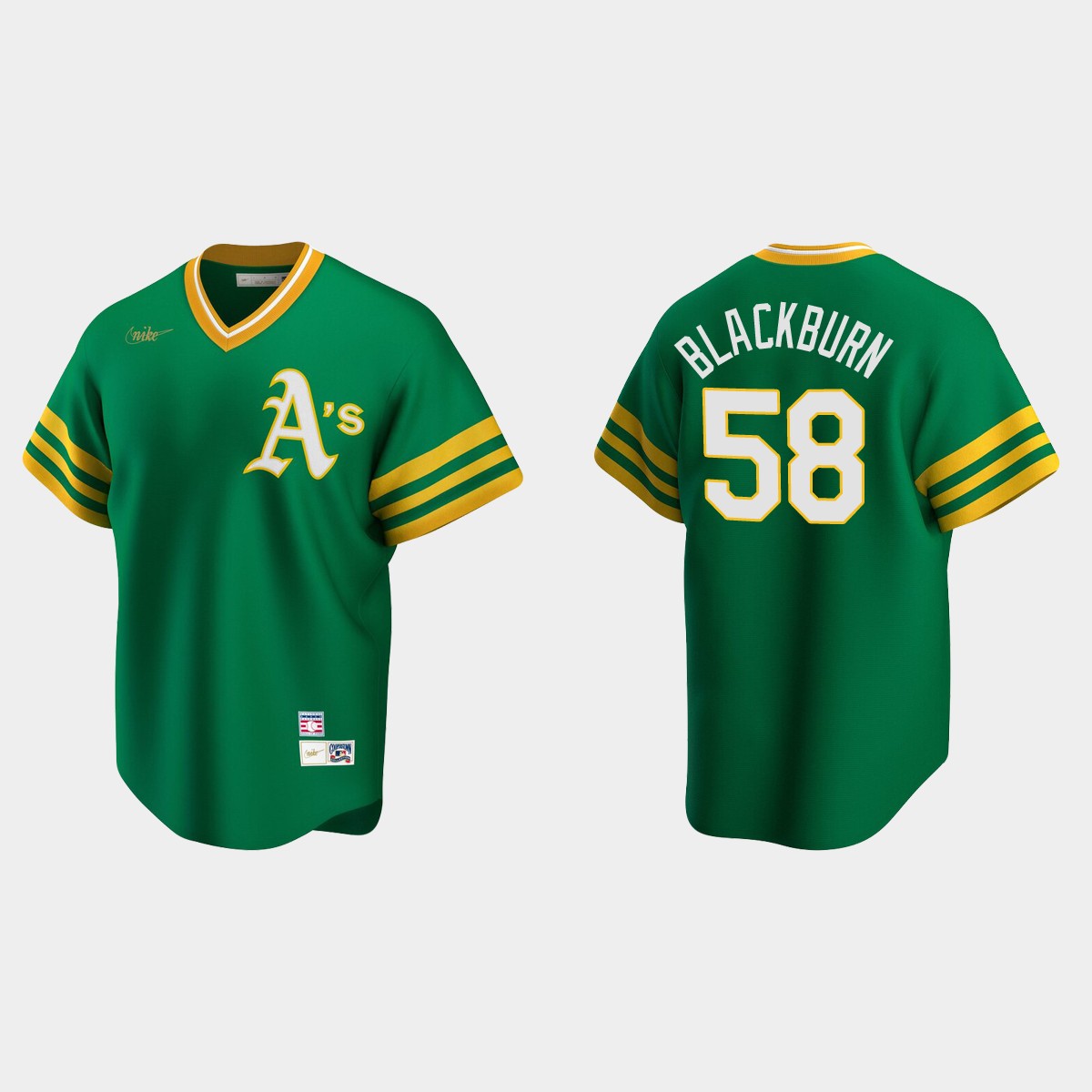 Paul Blackburn Oakland Athletics Cooperstown Collection Road Jersey - Kelly Green