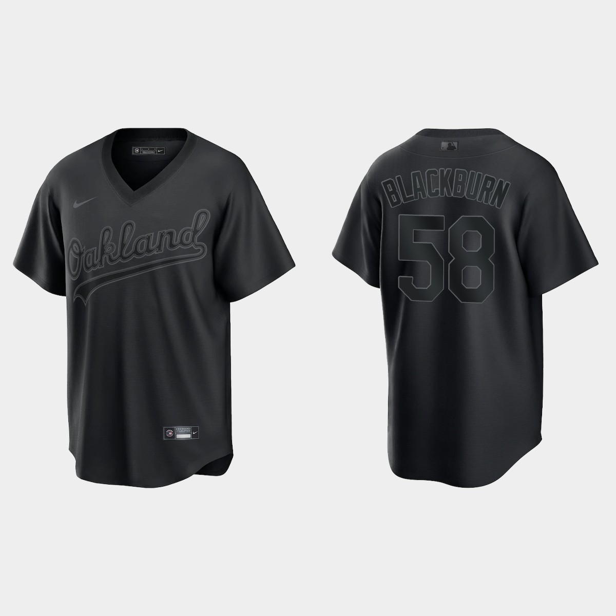 Paul Blackburn Oakland Athletics Pitch Black Fashion Jersey - Black