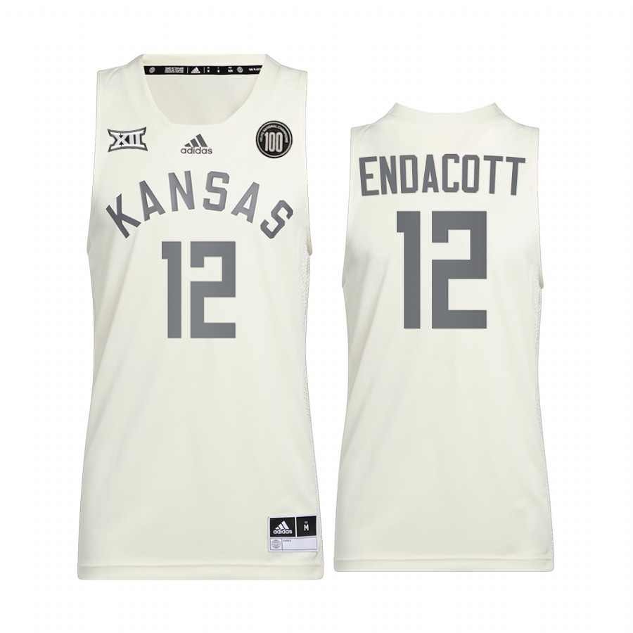 Paul Endacott Kansas Jayhawks White Jersey 100 Anniversary of 1922 Helms National Champs Retro