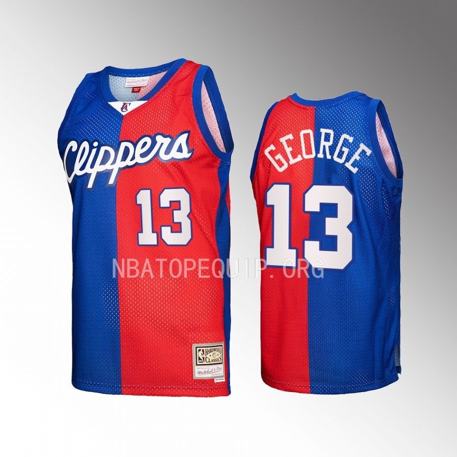 Paul George #13 Los Angeles Clippers Hardwood Classics Royal Red Split Swingman Jersey