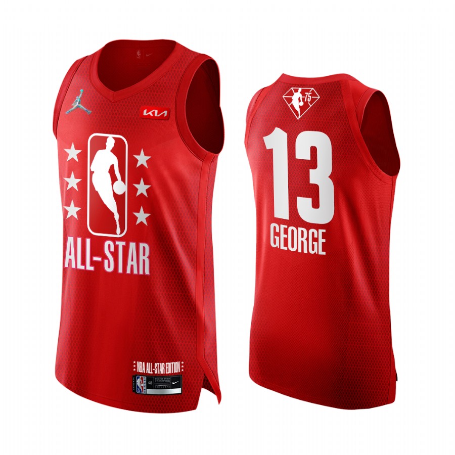 Paul George 2022 All-Star Clippers Jersey Grey Red NBA 75th Uniform
