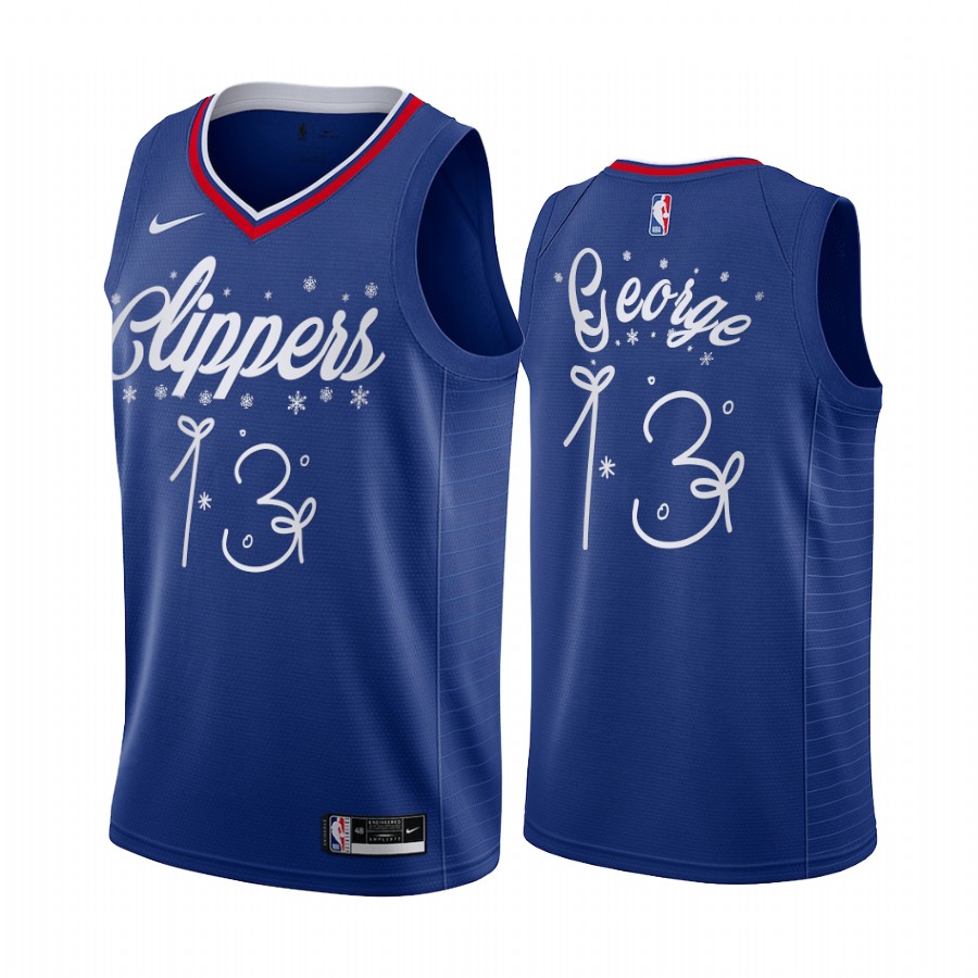 Paul George LA Clippers 2020 Christmas Night Blue Jersey Festive Special Edition