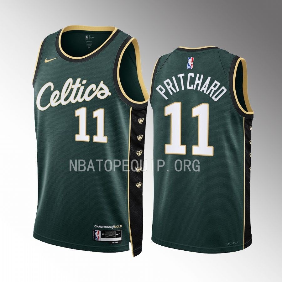 Payton Pritchard Boston Celtics 2022-23 City Edition Green #11 Jersey Honor Bill Russell 11 Gold diamonds
