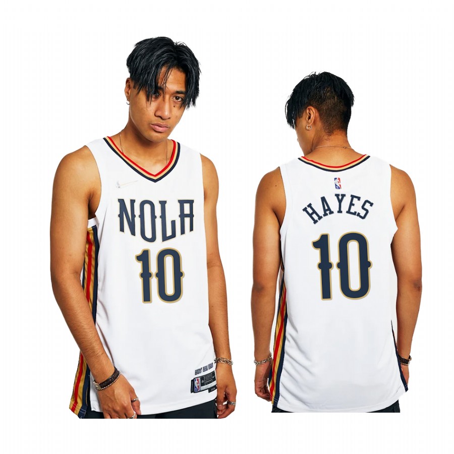 Pelicans Jaxson Hayes City Edition White 2021-22 Jersey 75th Anniversary