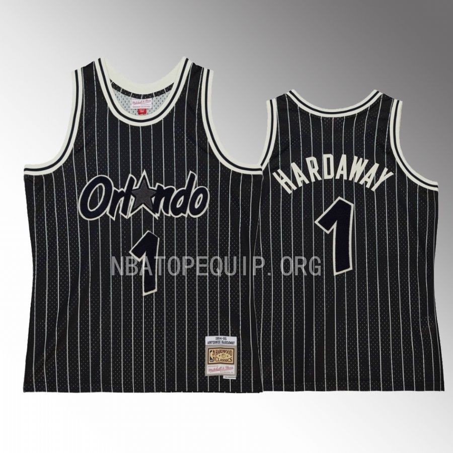Penny Hardaway Orlando Magic #1 Off Court Chenille Jersey Black Hardwood Classics 1994-95 Men
