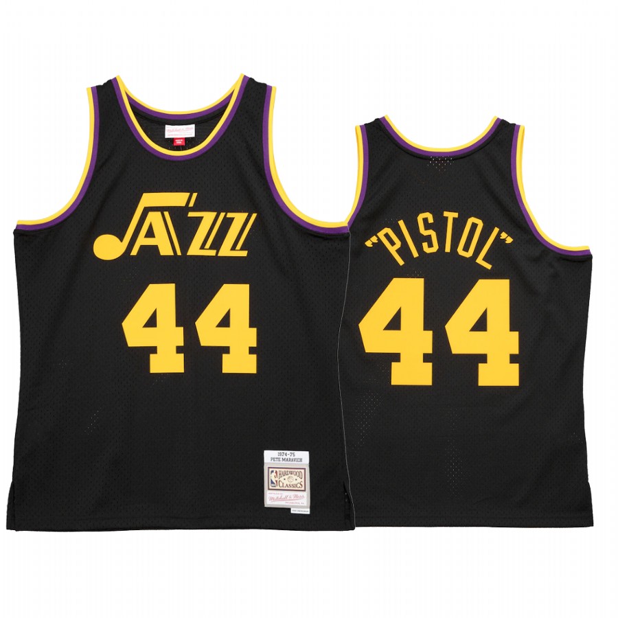 Pete Maravich #44 New Orleans Jazz Reload 2.0 Jersey Black