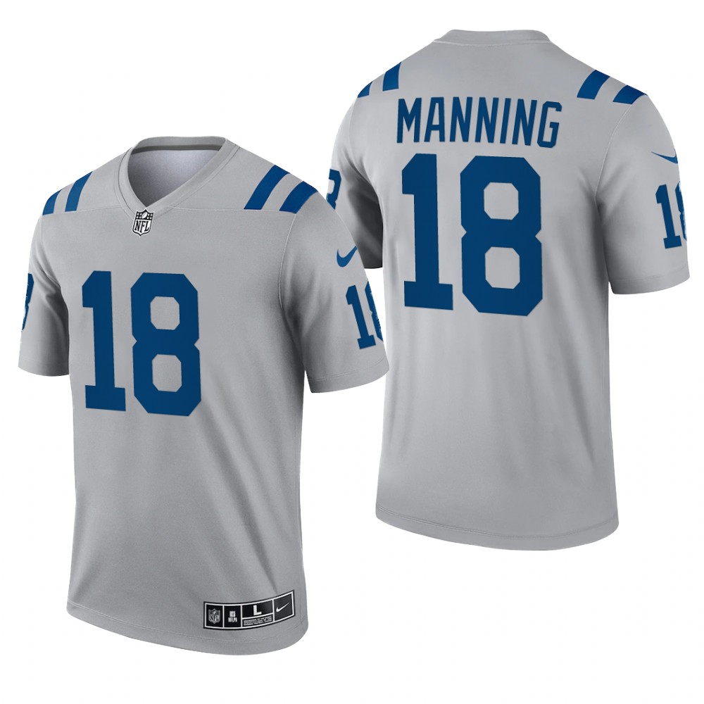 Peyton Manning Indianapolis Colts Gray Jersey Inverted Legend - Men's
