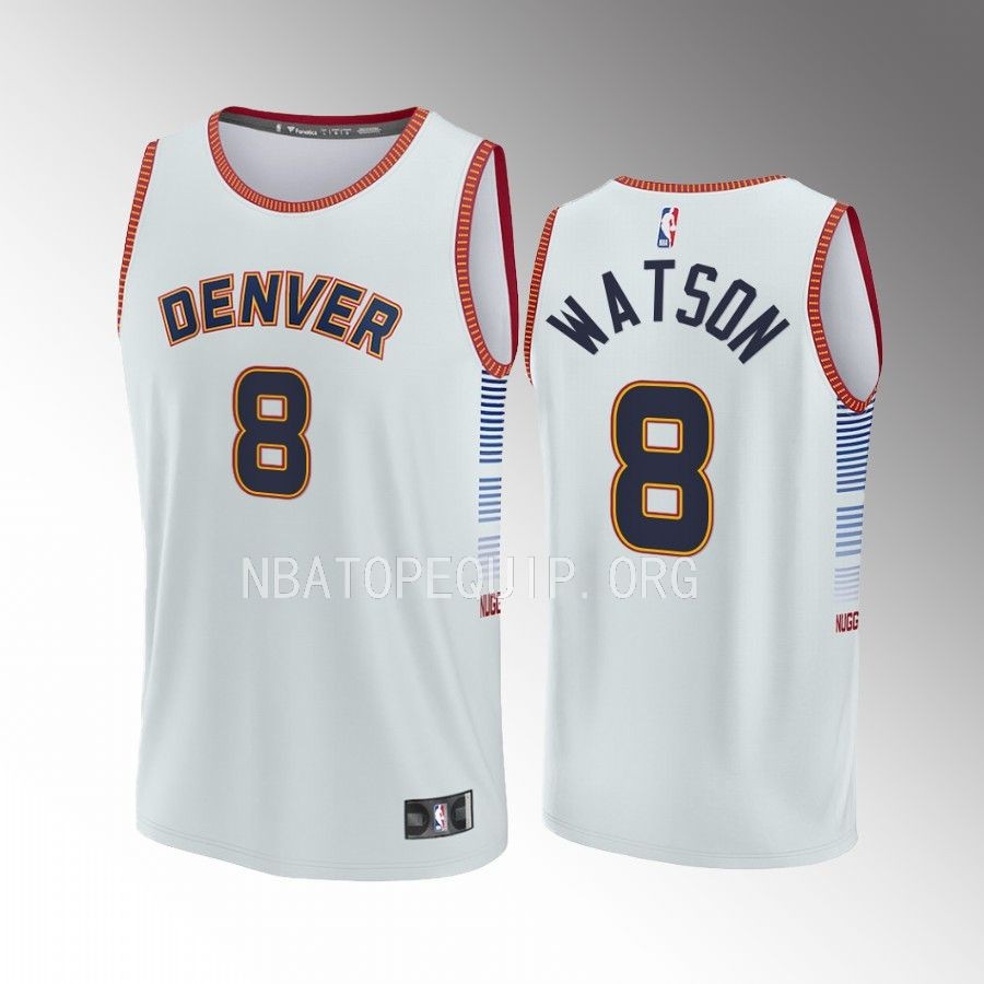 Peyton Watson Nuggets #8 Gray Jersey Fast Break Fastbreak 2022-23 City Edition