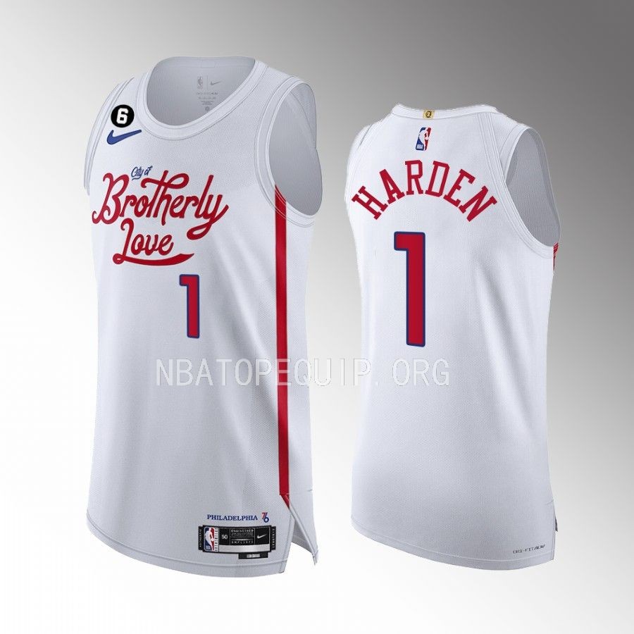 Philadelphia 76ers #1 James Harden White Jersey 2022-23 City Edition