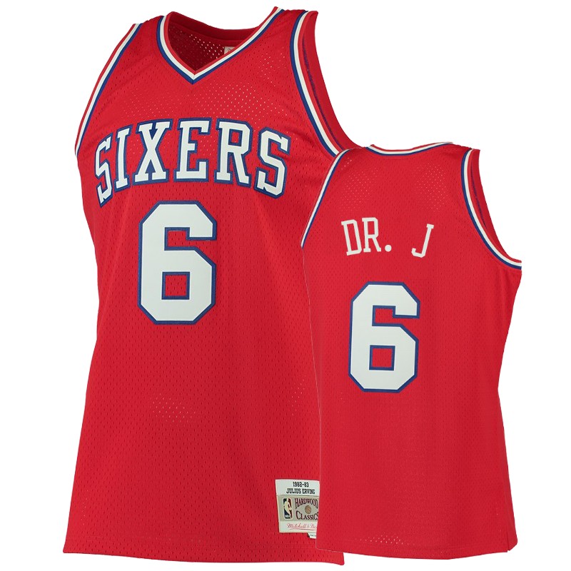 Philadelphia 76ers #6 Julius Erving Dr. J Nickname Swingman Jersey