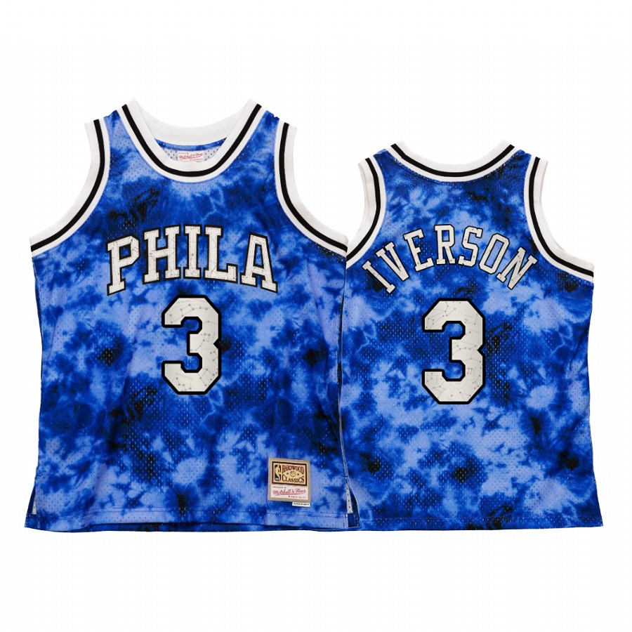 Philadelphia 76ers Allen Iverson Galaxy Constellation Jersey Men Royal Vintage
