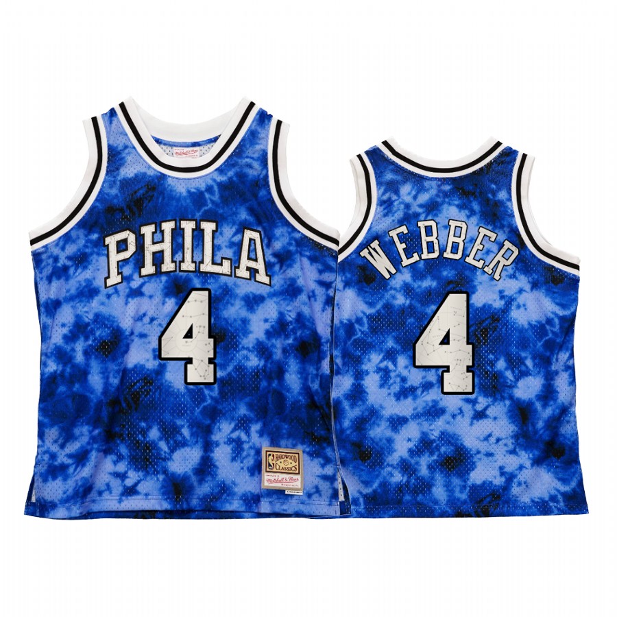 Philadelphia 76ers Chris Webber Galaxy Constellation Jersey Men Royal Vintage
