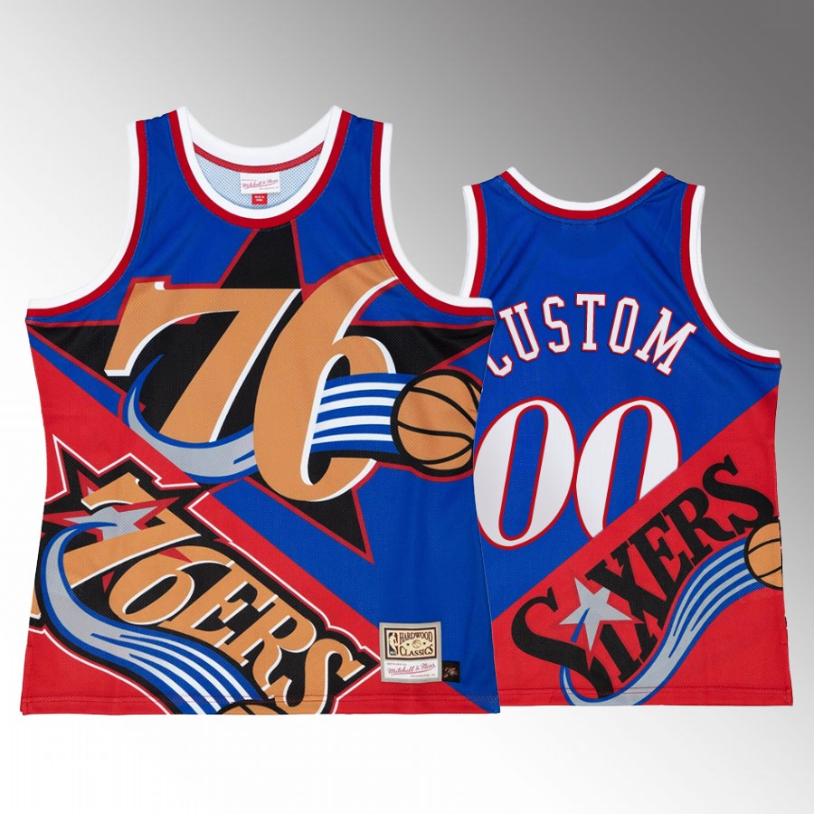 Philadelphia 76ers Custom Big Face 5.0 Men's Tank Top Two-Tone Fashion Blue Red Jersey Shirt