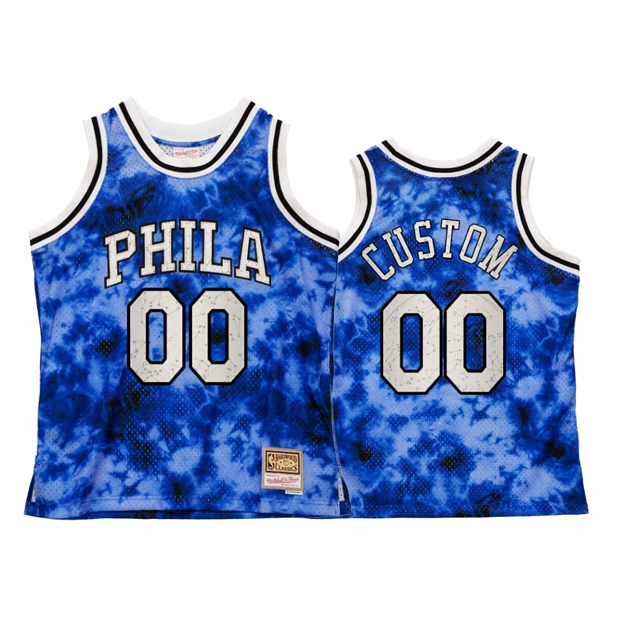 Philadelphia 76ers Custom Galaxy Constellation Jersey Men Royal Vintage