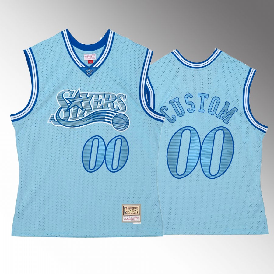 Philadelphia 76ers Custom Space Knit #00 Blue Hardwood Classics Jersey