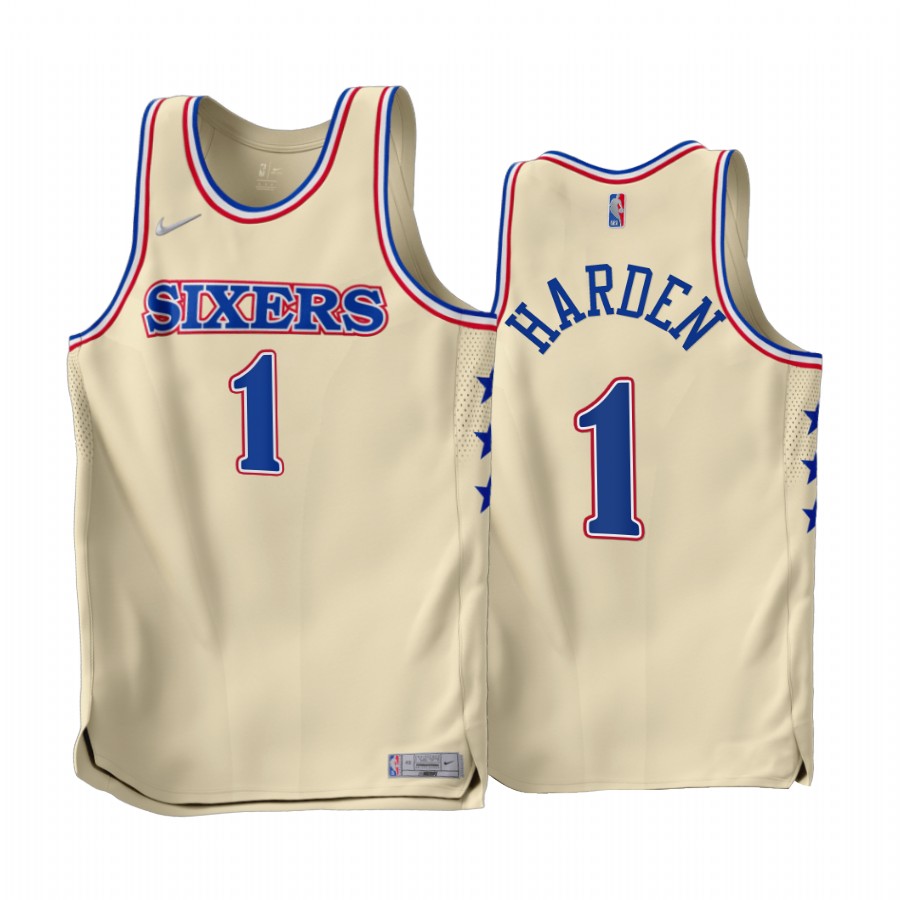 Philadelphia 76ers James Harden 2022-23 Earned Edition Cream #1 Jersey