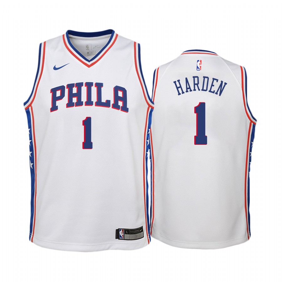 Philadelphia 76ers James Harden Association Edition White Youth Jersey 2022 Trade #1