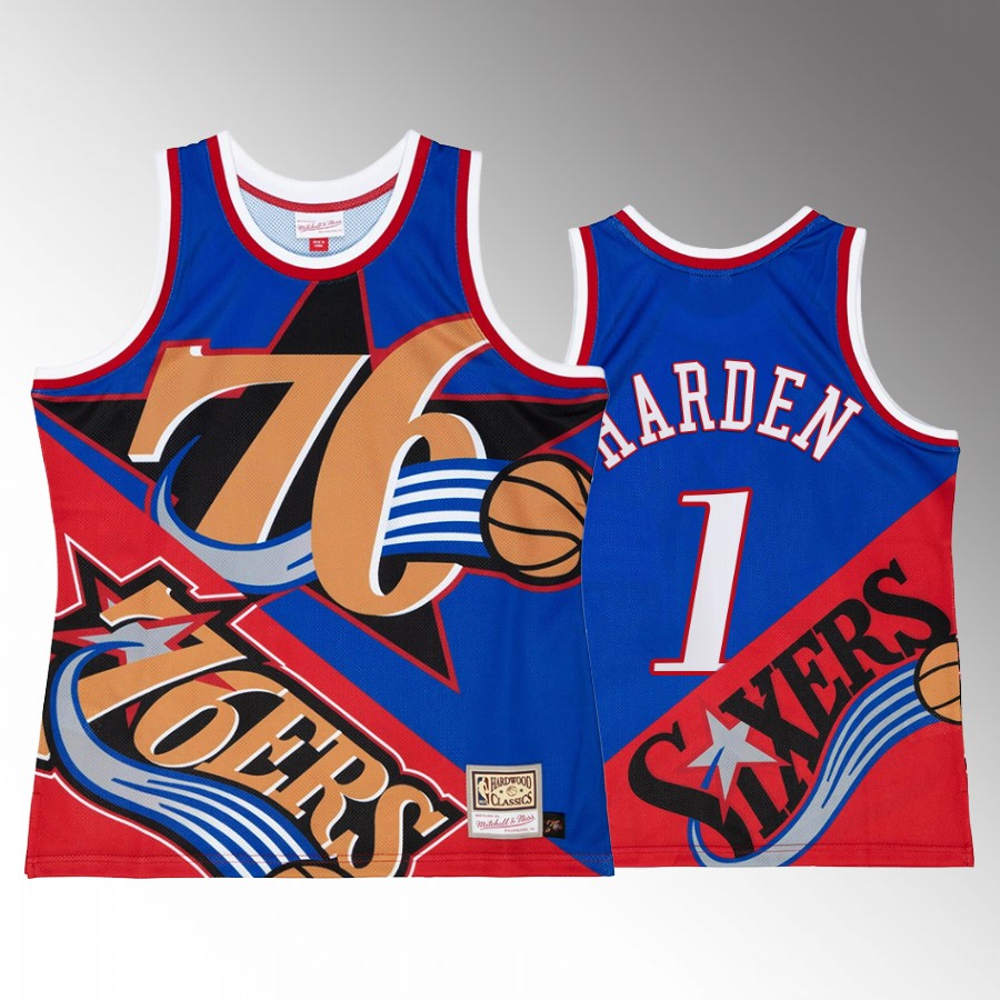 Philadelphia 76ers James Harden Big Face 5.0 Men's Tank Top Two-Tone Fashion Blue Red Jersey Shirt