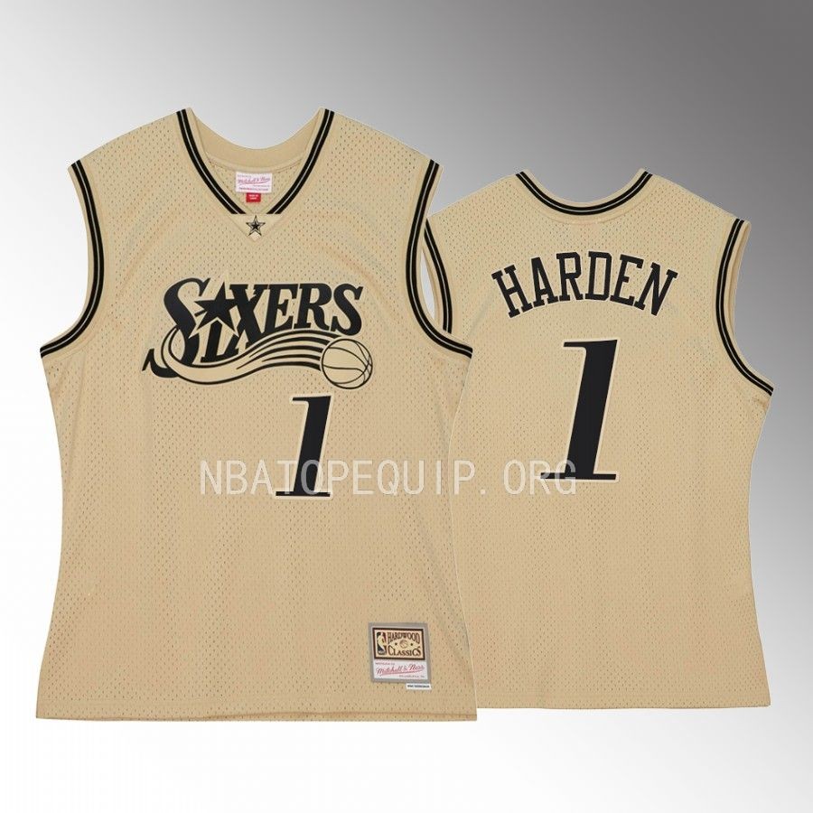 Philadelphia 76ers James Harden Khaki Black Hardwood Classics Men Jersey Swingman