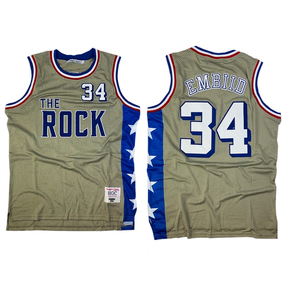 Philadelphia 76ers Joel Embiid Grey City The Rock High School  Jersey