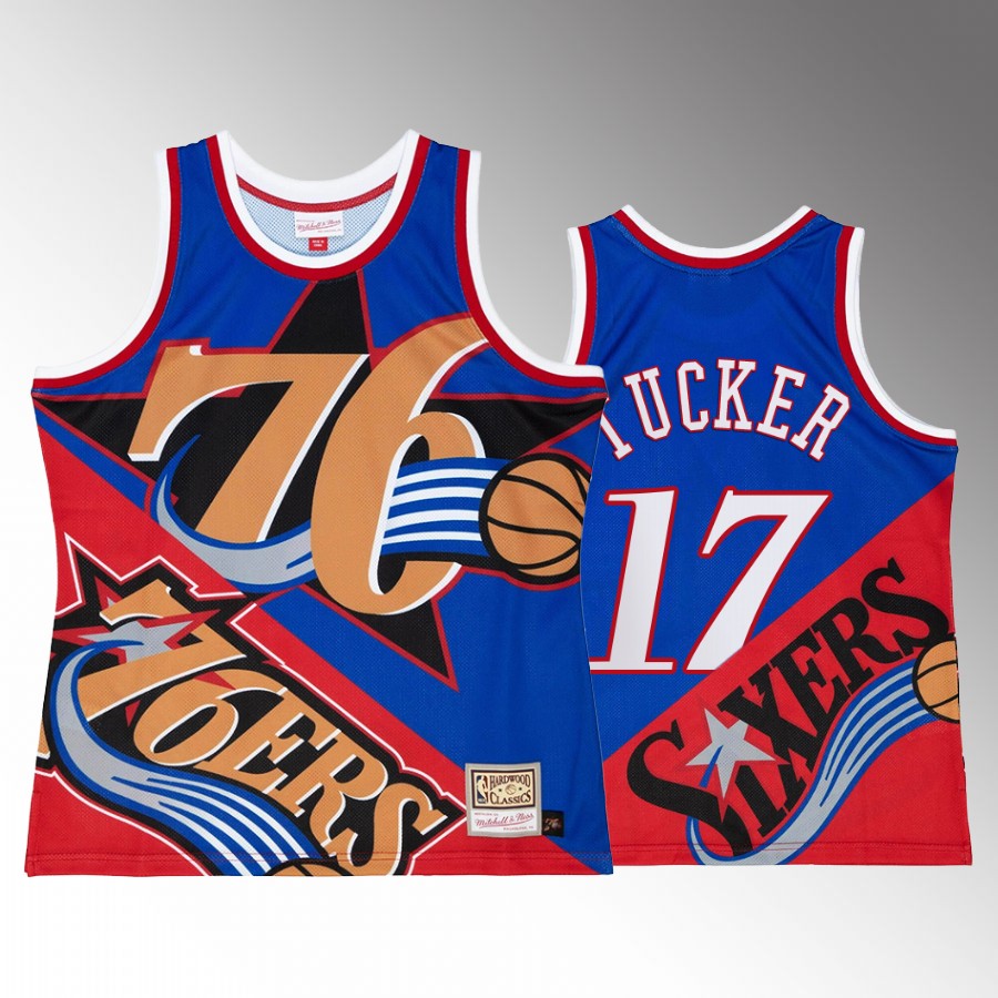 Philadelphia 76ers P.J. Tucker Big Face 5.0 Men's Tank Top Two-Tone Fashion Blue Red Jersey Shirt