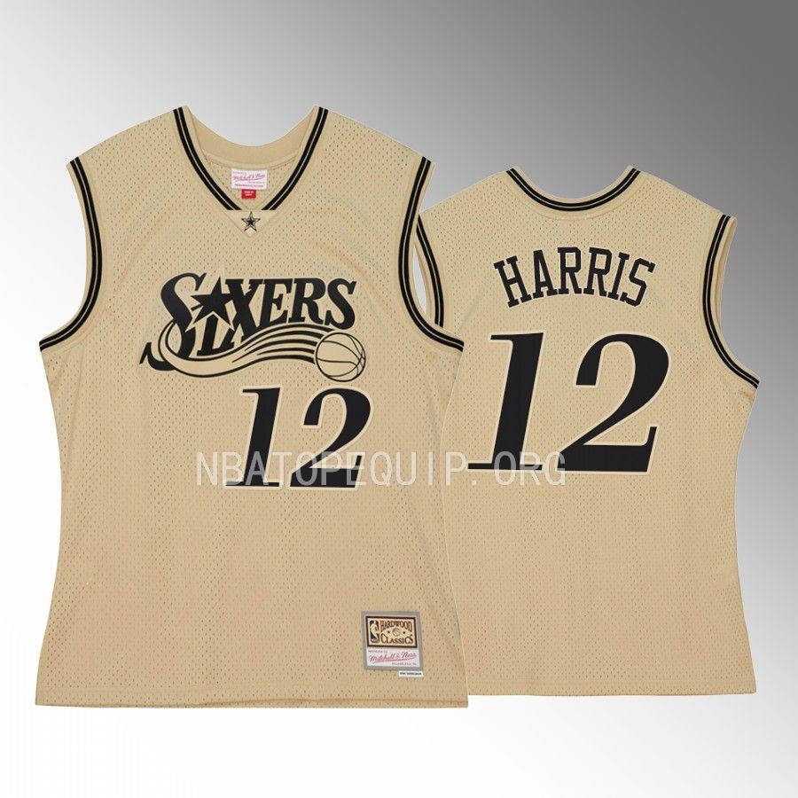 Philadelphia 76ers Tobias Harris Khaki Black Hardwood Classics Men Jersey Swingman