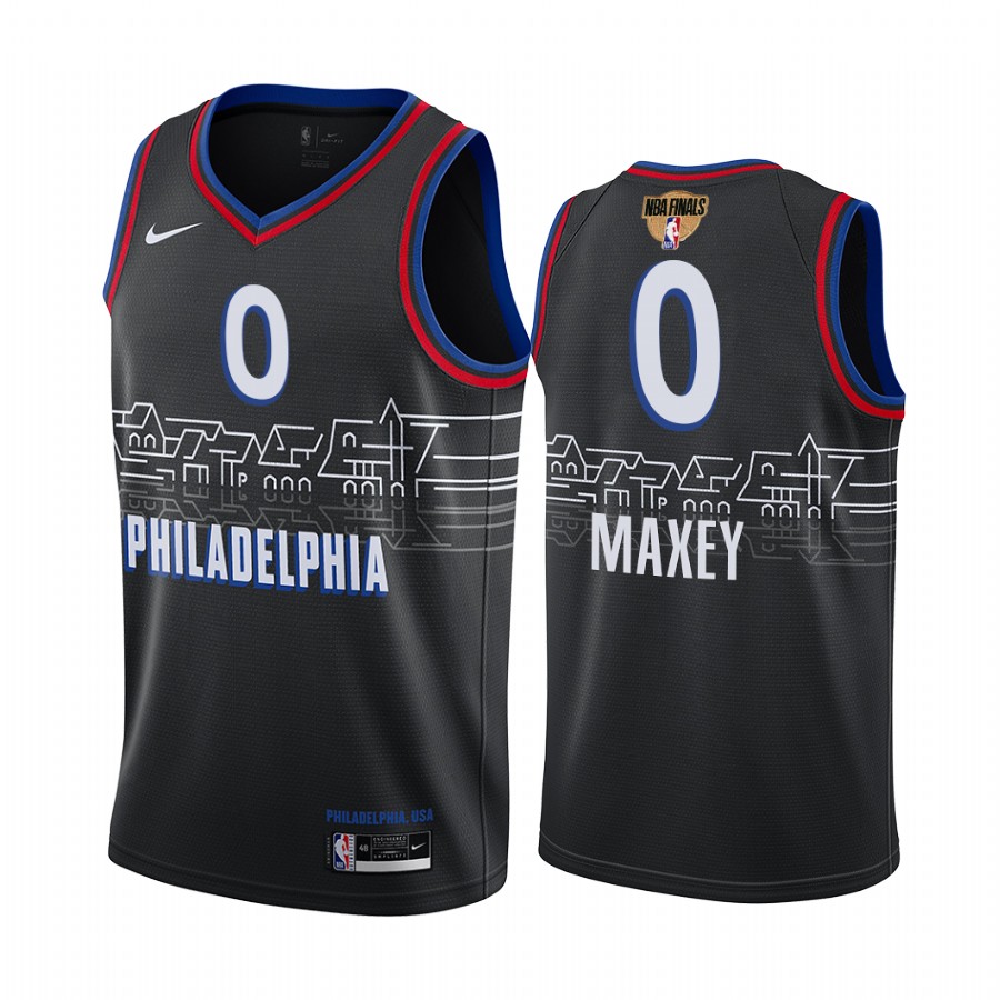 Philadelphia 76ers Tyrese Maxey #0 Black 2021 NBA Playoffs Jersey