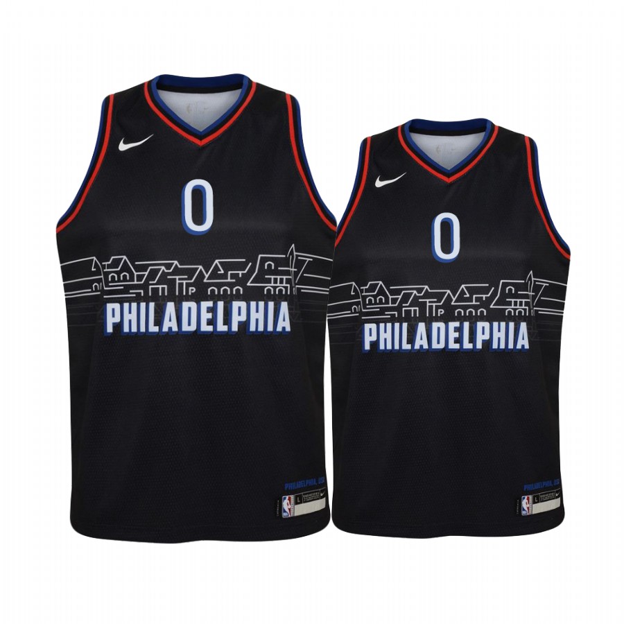 Philadelphia 76ers Tyrese Maxey 2020-21 City Black Youth Jersey - #0